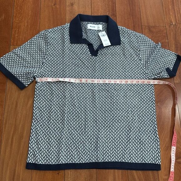 NWT Hollister Boxy Short-Sleeve Geometric Sweater Polo Shirt Size M - Picture 7 of 9